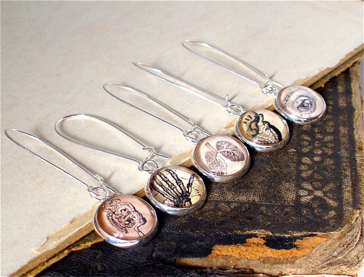 Mix and Match Anatomy Earrings in Silver You Pick Two Images