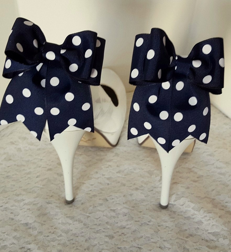 Polka Dot Bow Shoe ClipsWedding Shoe Clips Bridal Shoe