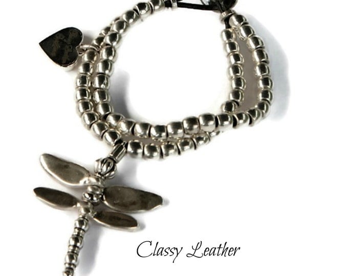 Boho bracelet,Dragonfly bracelet,bohemian bracelet,dragonfly jewelry,charm bracelet,leather bracelet,women bracelet,multi strand wrap