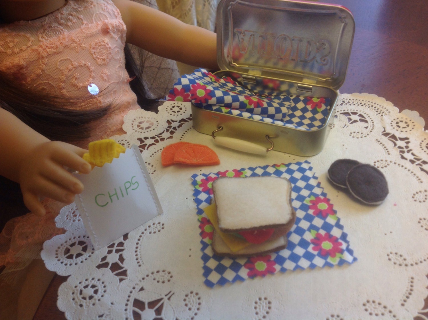 Altoids Tin American Girl Doll lunch box and felt by kattymoon