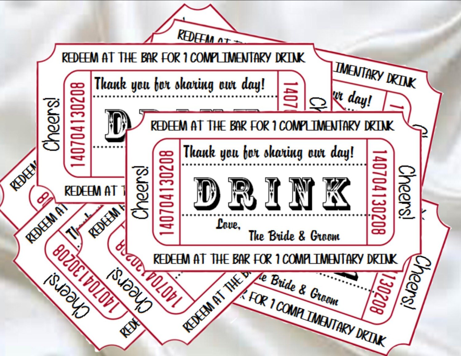 Printable Drink Tickets DIY Wedding Instant Download Table