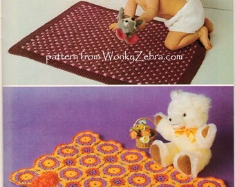 Vintage knitting and Crochet baby blanket Patterns PDF B110 from WonkyZebra