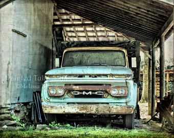 Old 1960's Vintage GMC Truck Still Life Rustic Garage Man Cave Art Nostalgic Rusty Truck, Americana Country Life Fine Art Photography Print