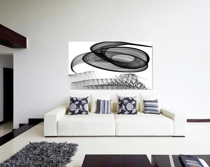 Abstract Black and White 17-25-07. Contemporary Unique Abstract Wall Decor, Large Contemporary Canvas Art Print up to 72" by Irena Orlov