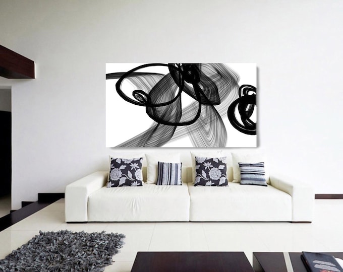 Abstract Expressionism in Black And White 7. Contemporary Unique Wall Decor, Large Contemporary Canvas Art Print up to 72" by Irena Orlov