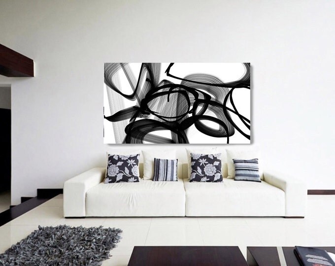 Abstract Expressionism in Black And White 22. Abstract Black and White Painting Canvas Print up to 72" by Irena Orlov