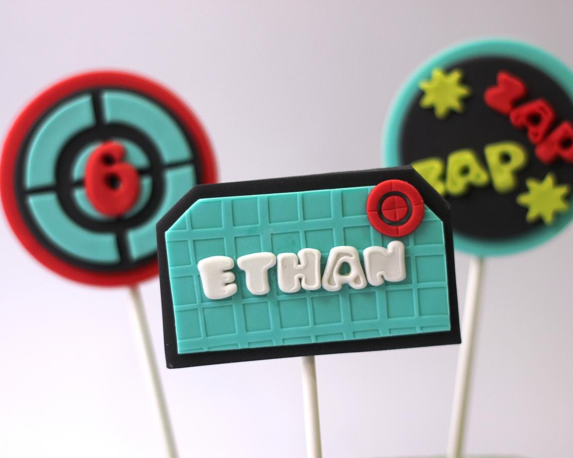 Fondant Laser Tag Cake Toppers Laser Tag Cupcake Toppers