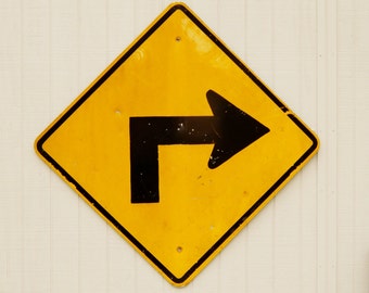 Vintage Right Turn Sign, Metal Sign, Vintage Metal Sign, Industrial Sign, Vintage Metal Sign, Vintage Industrial,