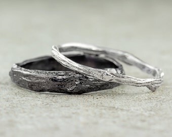 Branch Wedding Ring Set, Sterling Silver