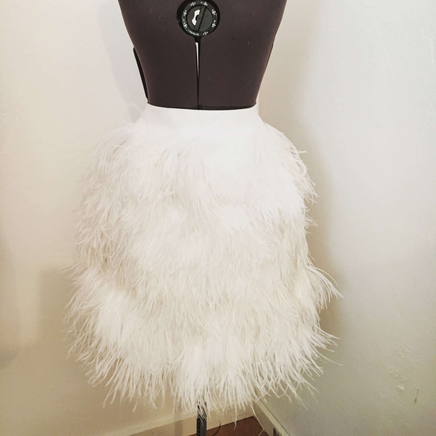 Custom Couture White Wedding Ostrich Feather Skirt