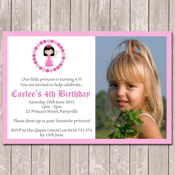 Princess Photo Personalised Birthday Invitations - YOU PRINT Il_570xn