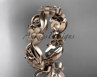 14kt rose gold flower wedding ring, engagement ring, wedding band ADLR191G