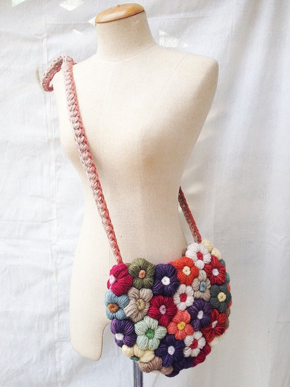Floral Crochet Crossbody Bag Flowers Crochet Bag in