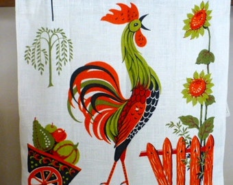 Mint Parisian Prints Kitchen Tea Towel With Rooster