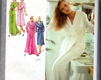 Women's Front-Wrap Robe with Tie Belt Pattern- Size 12 Bust 34" - Simplicity 8220