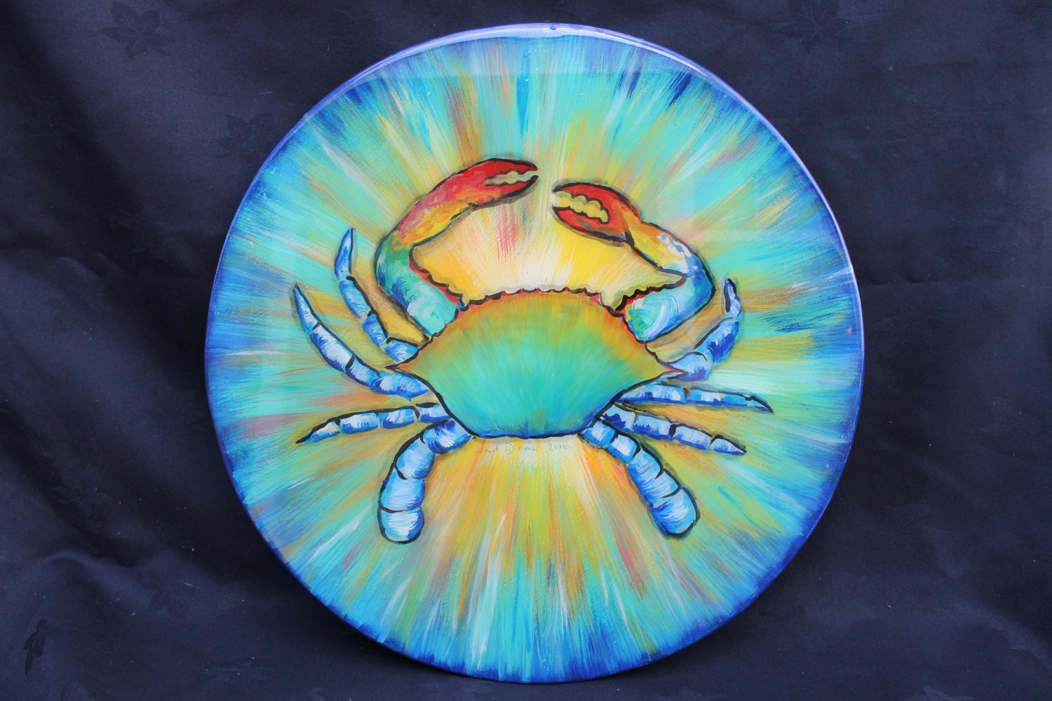 Crab Crazy Colorful Blue Crab Lazy Susan House Warming