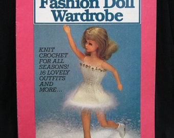Fashion Doll Wardrobe, Knit and Crochet 16 lovely outfits for winter, spring, summer and fall, McCall's Craft book CB/8103, great retro look