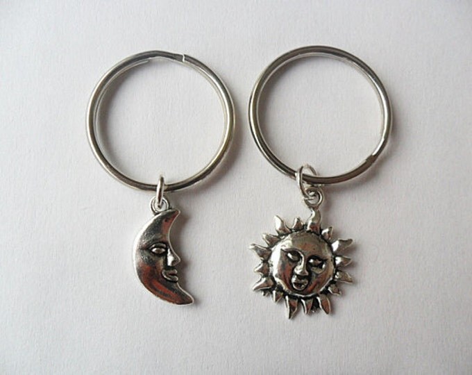 Best Friend Keychains 2 sun and moon charms bff couples sisters BFF