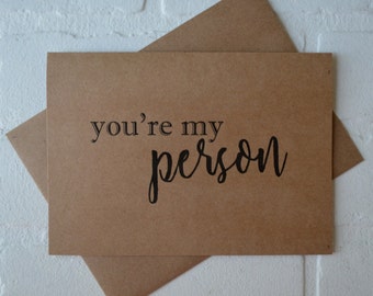 Youre MY PERSON will you be my BRIDESMAID card bridal card bridesmaid cards kraft card bridal party card greys anatomy saying my person card