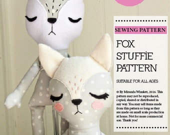 Fox Pattern, Fox Stuffed Animal, Fox Sewing Pattern, PDF Sewing Patterns, PDF Pattern, Woodland Animals, Instant Download, Stuffed Animal