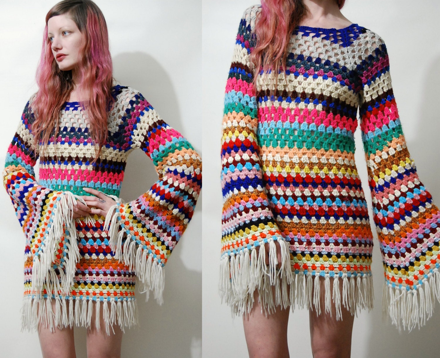 colourful crochet dress