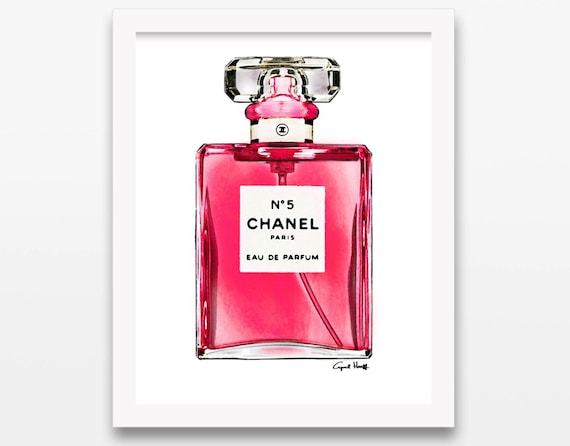 Pink Coco Chanel No 5 Perfume Print Wall Art Fashion