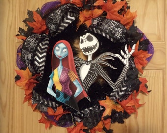 Jack & Sally Halloween Wreath