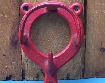 Vintage Red Metal Horse Tack Hook