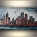 Cityscape 15"x30" ORIGINAL art Abstract Painting on stretched canvas acrylic painting - landscape painting by Tatjana Ruzin -