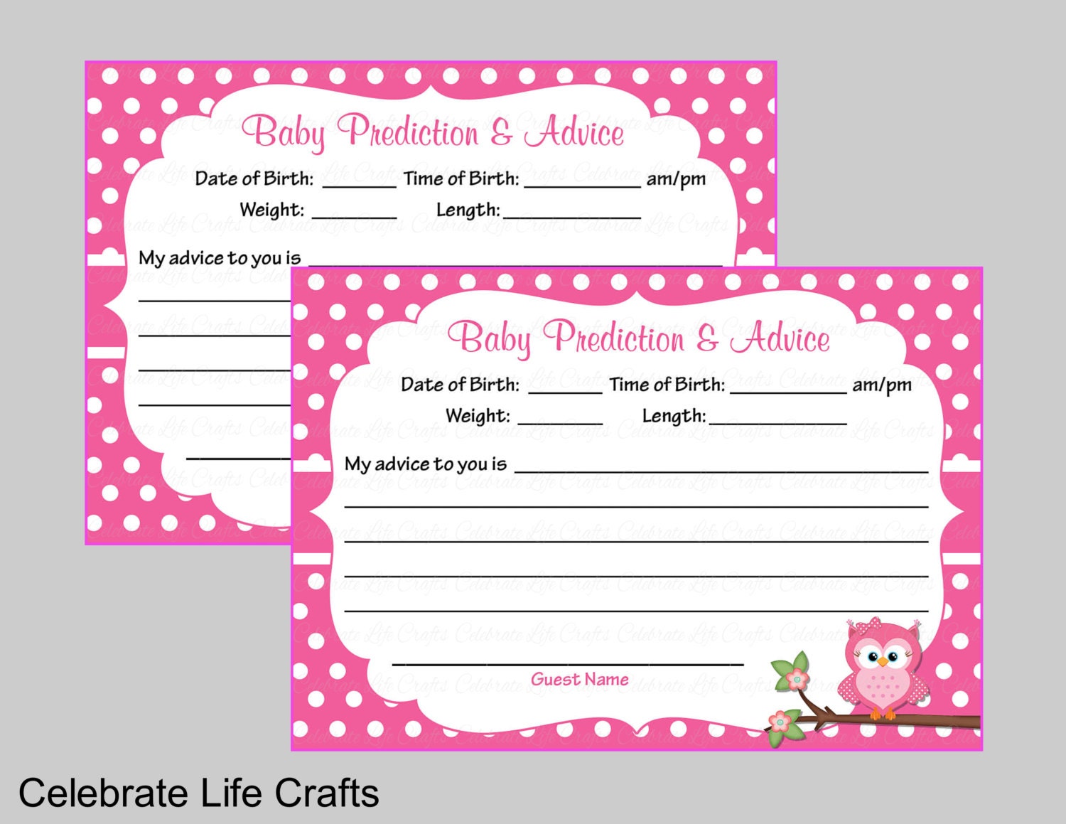 Baby Shower Prediction and Advice Cards Mommy Printable Baby