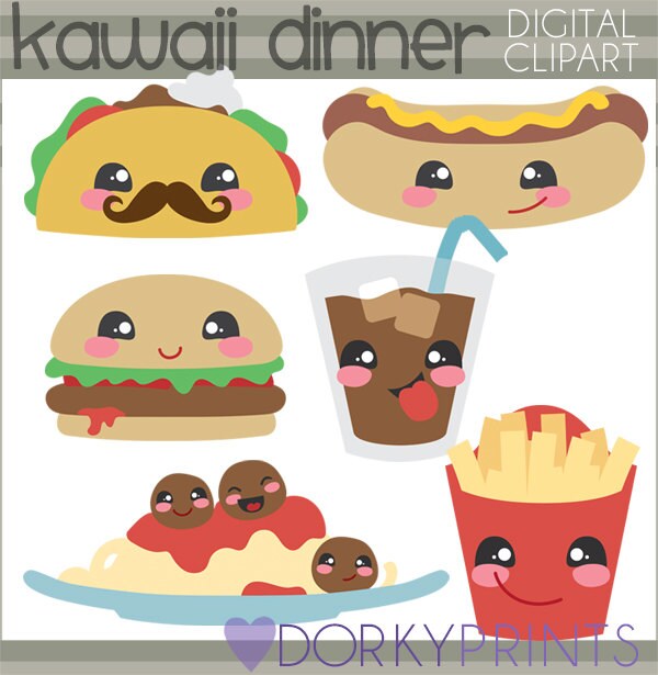 Kawaii Food Clip Art Personal and Limited Commercial Use