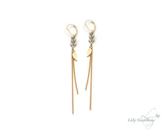 Gold Filled Earings Laurel Leaf / Boucles d'oreille chaine - Laurier / French Jewellery Designer Bijoux de Créateur Chic Romantic Ideal Gift