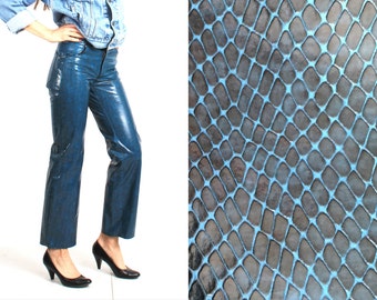 90s Pants / Grunge Pants / Faux Snake Skin / Blue Pants / Vintage Faux Pants / Magic Frog Pants / Woman Pants