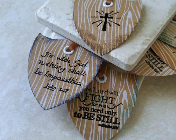 FLASH SALE Christian Gift Tags 24 gift tags Handmade gift tags Scripture Shield God Bible Verse Christian Gift Religious kraft tags