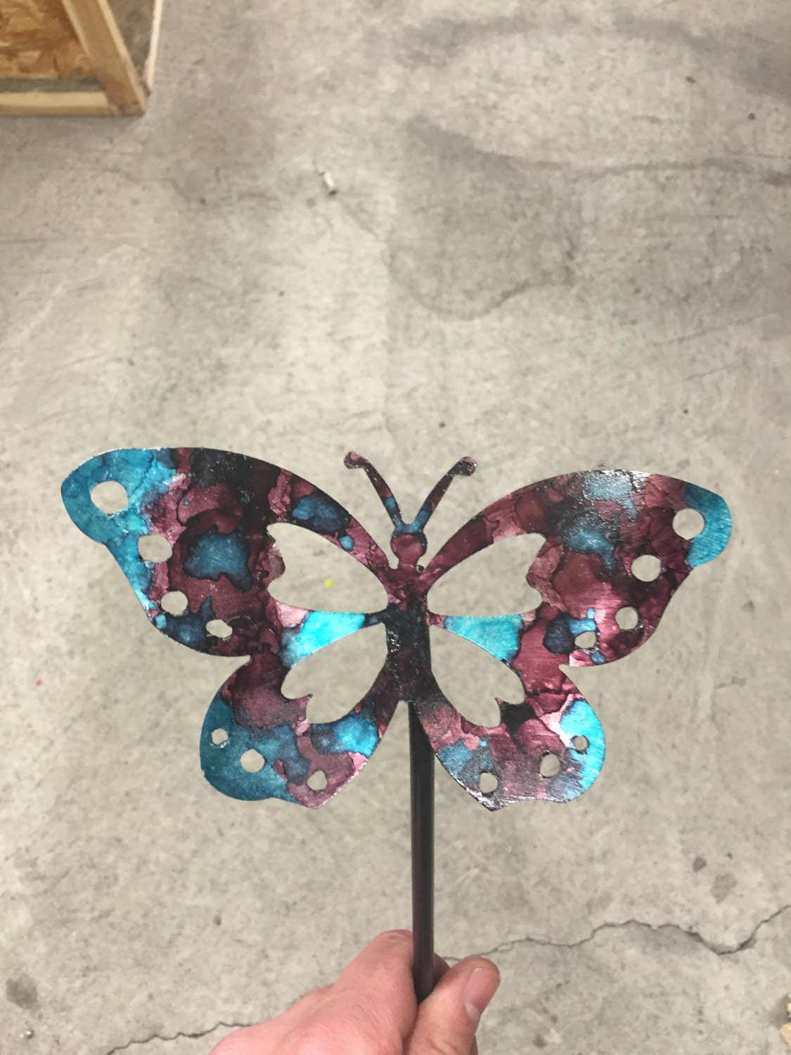 Butterfly Yard Stake garden stake blue red