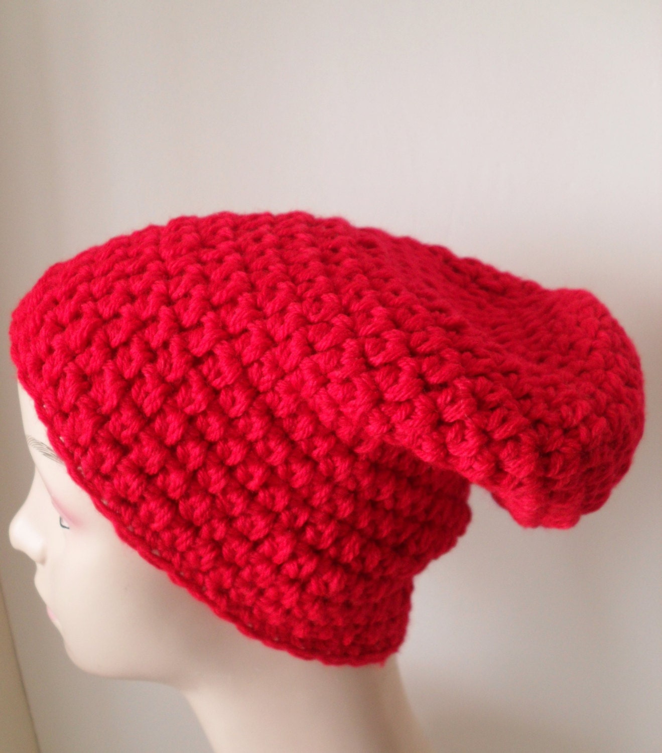 Red beanie for women Red slouchy hat for by SurpriseDesigner