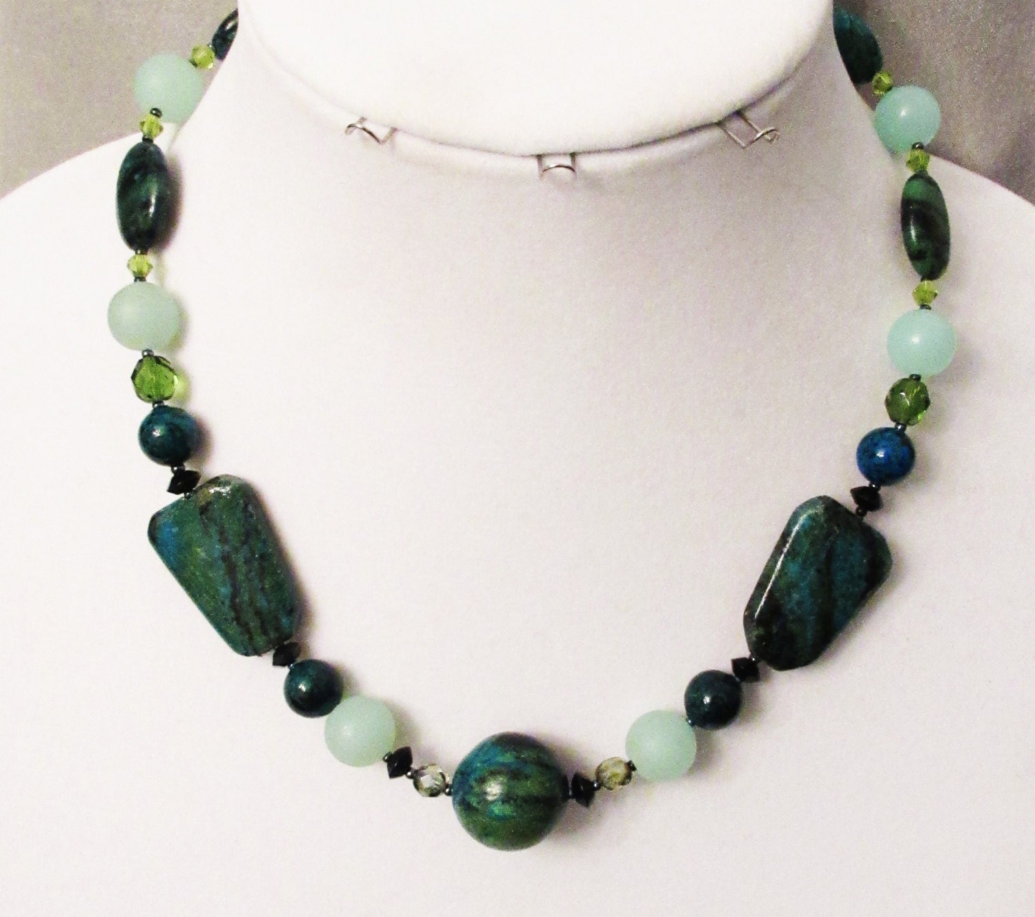 CIJ SALE Chrysocolla Necklace, Handmade Chrysocolla Jade Azurite ...