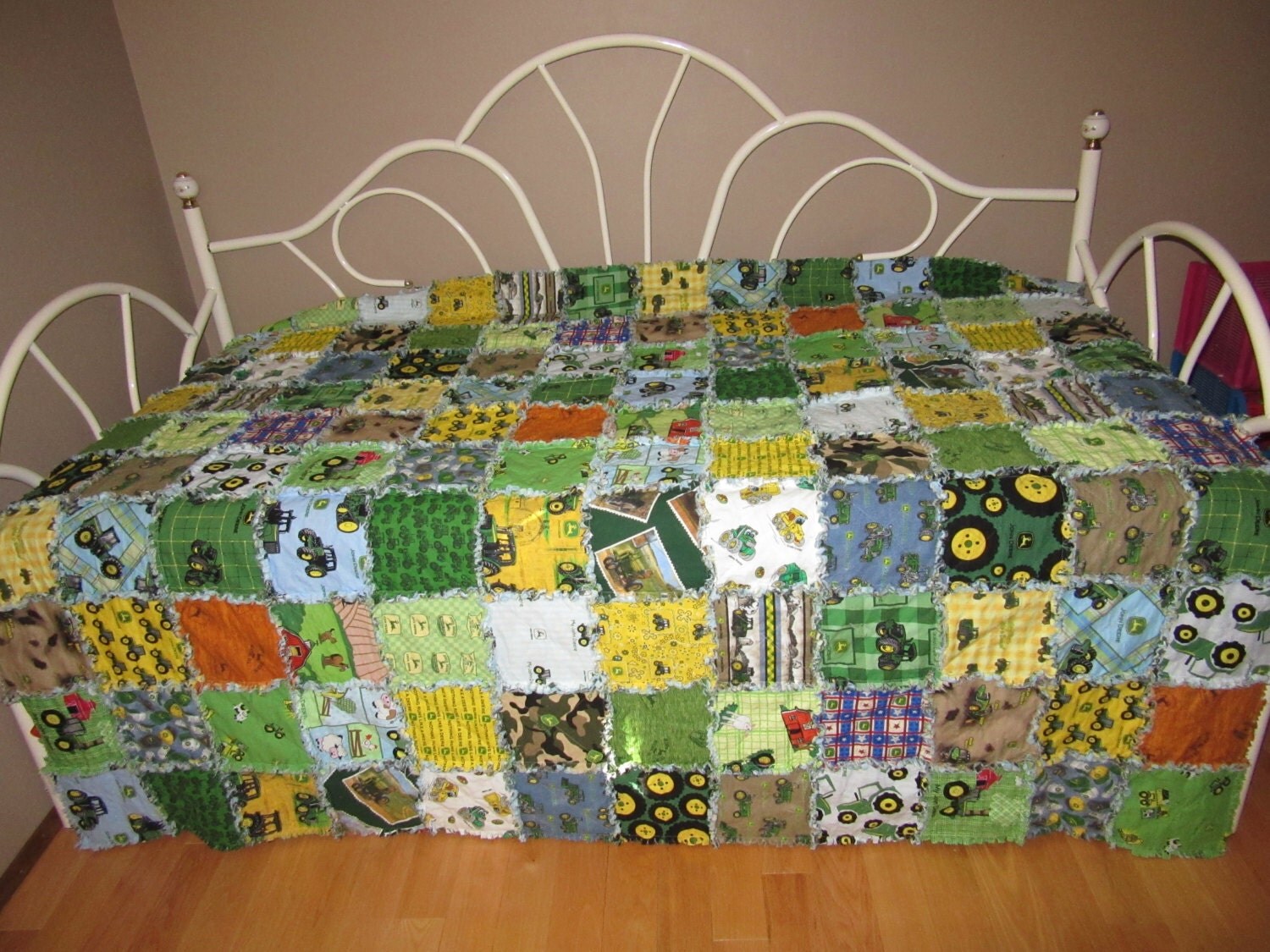 Rag Quilt 30 Different JOHN DEERE Fabric TWIN Size J D Flannel