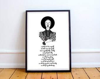 Pledge of Allegiance - Black Art - Black Girl Magic - Black Excellence - Wall Art - Poster - Black Artist - Black Woman - Afro Art - African