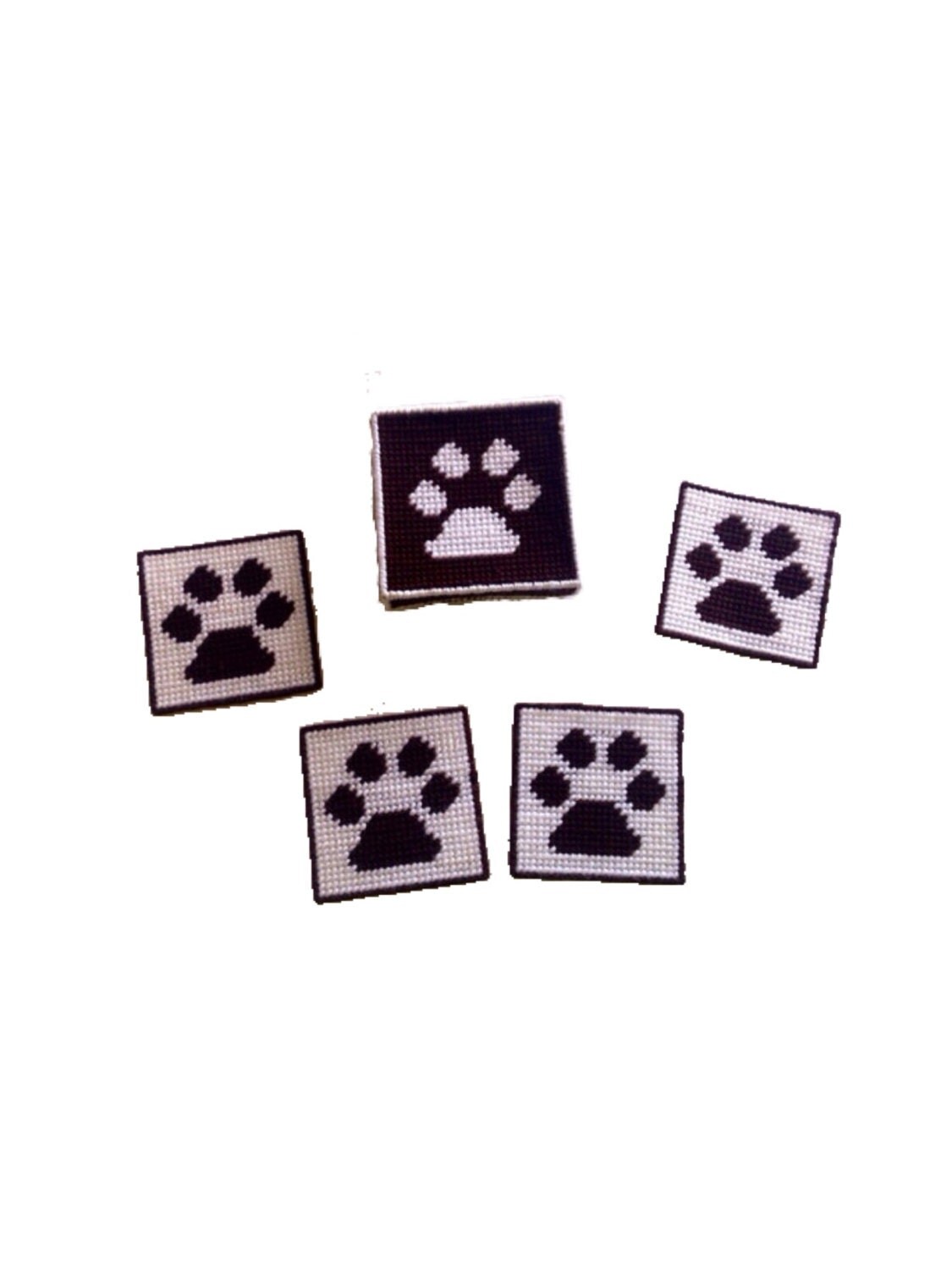 Paw Print Coaster Set with Box Plastic Canvas Pattern