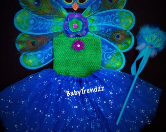 Peacock Costume/Peacock Fairy/Peacock Headband/Peacock Princess/ Halloween Costume/ First Halloween/Halloween Pageant/ Peacock Wings