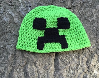 Minecraft inspired creeper beanie