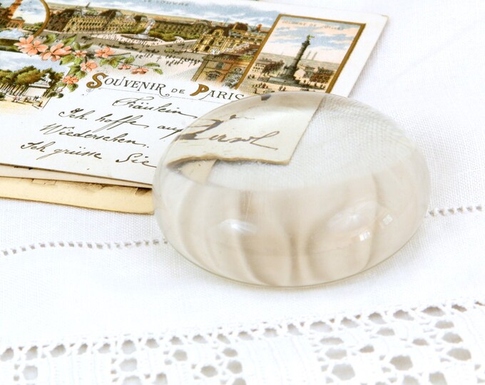 Antique French Round Clear Glass Paperweight, French Vintage Decor, Retro Home Interior, Chateau Shabby Chic,French Brocante, Office Bureau Antique French Round Clear Glass Paperweight, French Vintage Decor, Retro Home Interior, Chateau Shabby Chic,French Brocante, Office Bureau