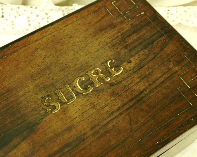 Antique French Victorian Inlaid Wooden Sugar Box, Napoleaon III Caskette for Sucre from France, Chateau Chic Brocante Retro Home Decor Antique French Victorian Inlaid Wooden Sugar Box, Napoleaon III Caskette for Sucre from France, Chateau Chic Brocante Retro Home Decor