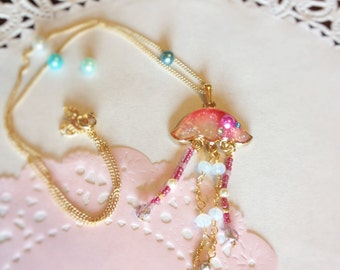 Pink Jellyfish necklace