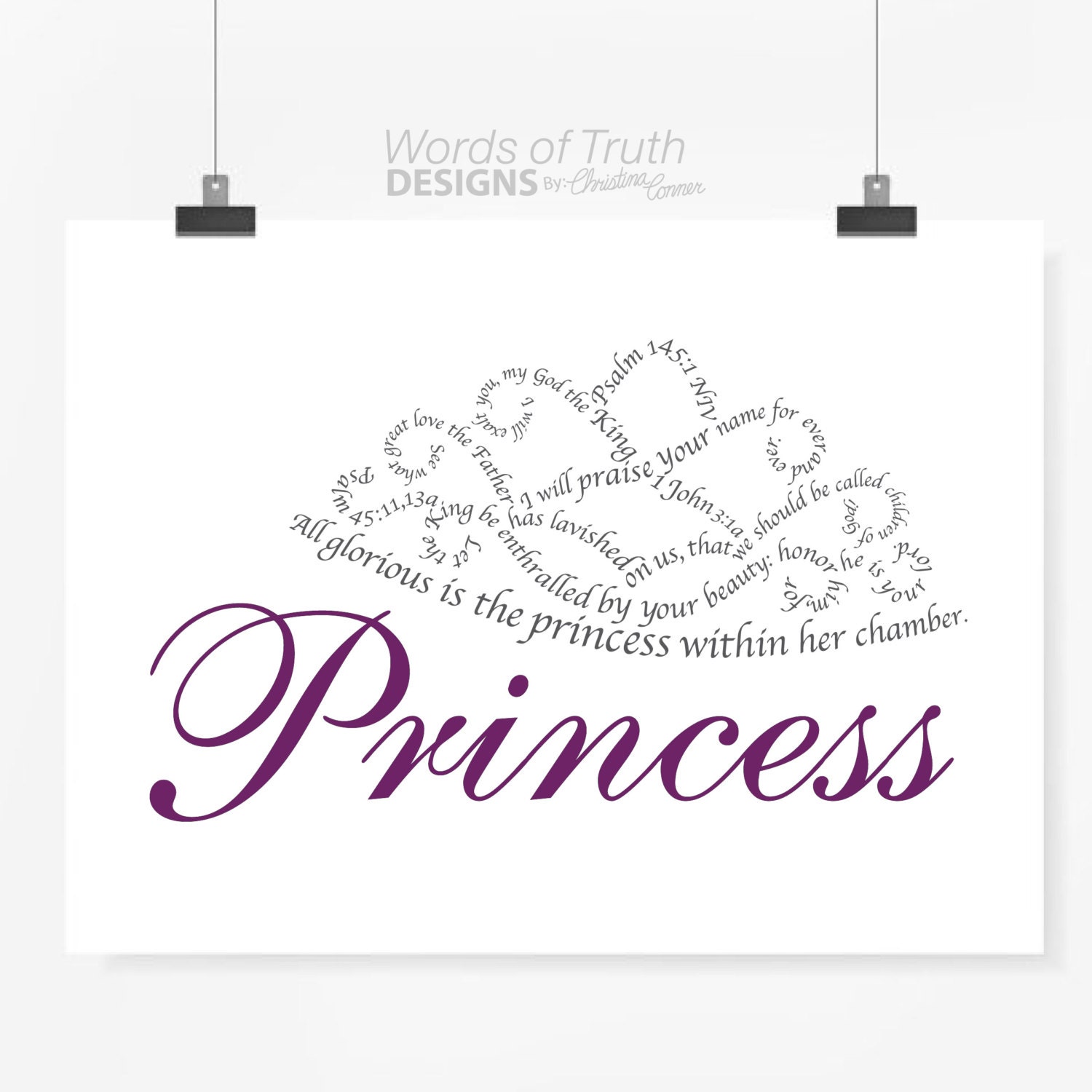 Princess Tiara Word Art Print Girl