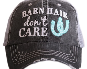 Barn Hair Don't Care Trucker Style Hat, Baseball Cap, Rodeo, Summer Hat, Beach Hair, Beach Hat, Girls or Ladies, River, Lake, Pink, Blue