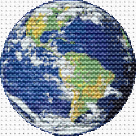 Earth Cross Stitch Kit Planet Earth Cross Stitch Circular