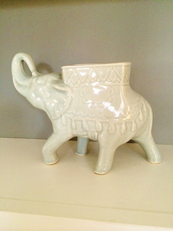 Gray Elephant Planter Ceramic Elephant Vintage Asian