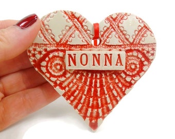Nonna Ornament,Italian Grandmother,Christmas Ornament, Mother's Day Gift, Nonna Birthday, Valentine Heart, Grandmother Gift, Nonna Christmas